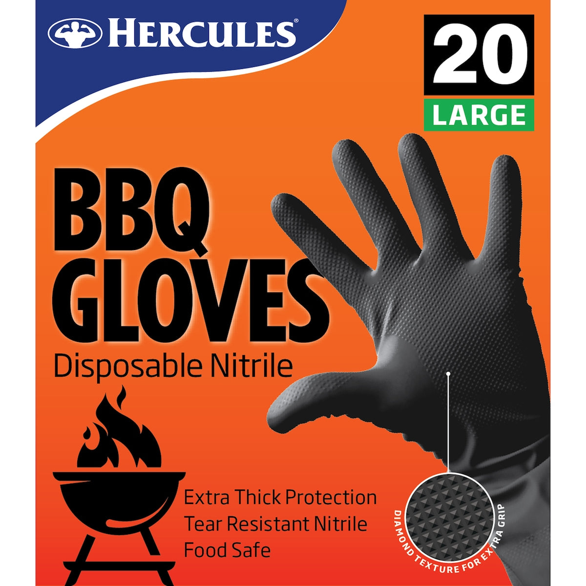 Hercules Disposable Nitrile Bbq Gloves 20 Pack