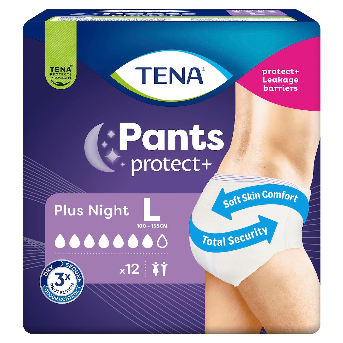 Tena Incontinence Pants Plus Night Size L 12 Pack