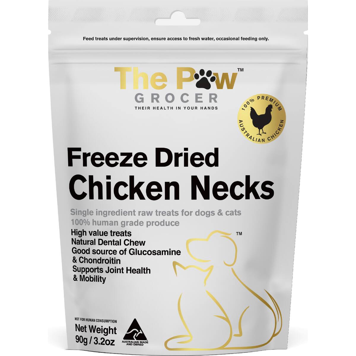 The Paw Grocer Freeze Dried Chicken Necks Dog Treats 90g