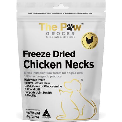 The Paw Grocer Freeze Dried Chicken Necks Dog Treats 90g