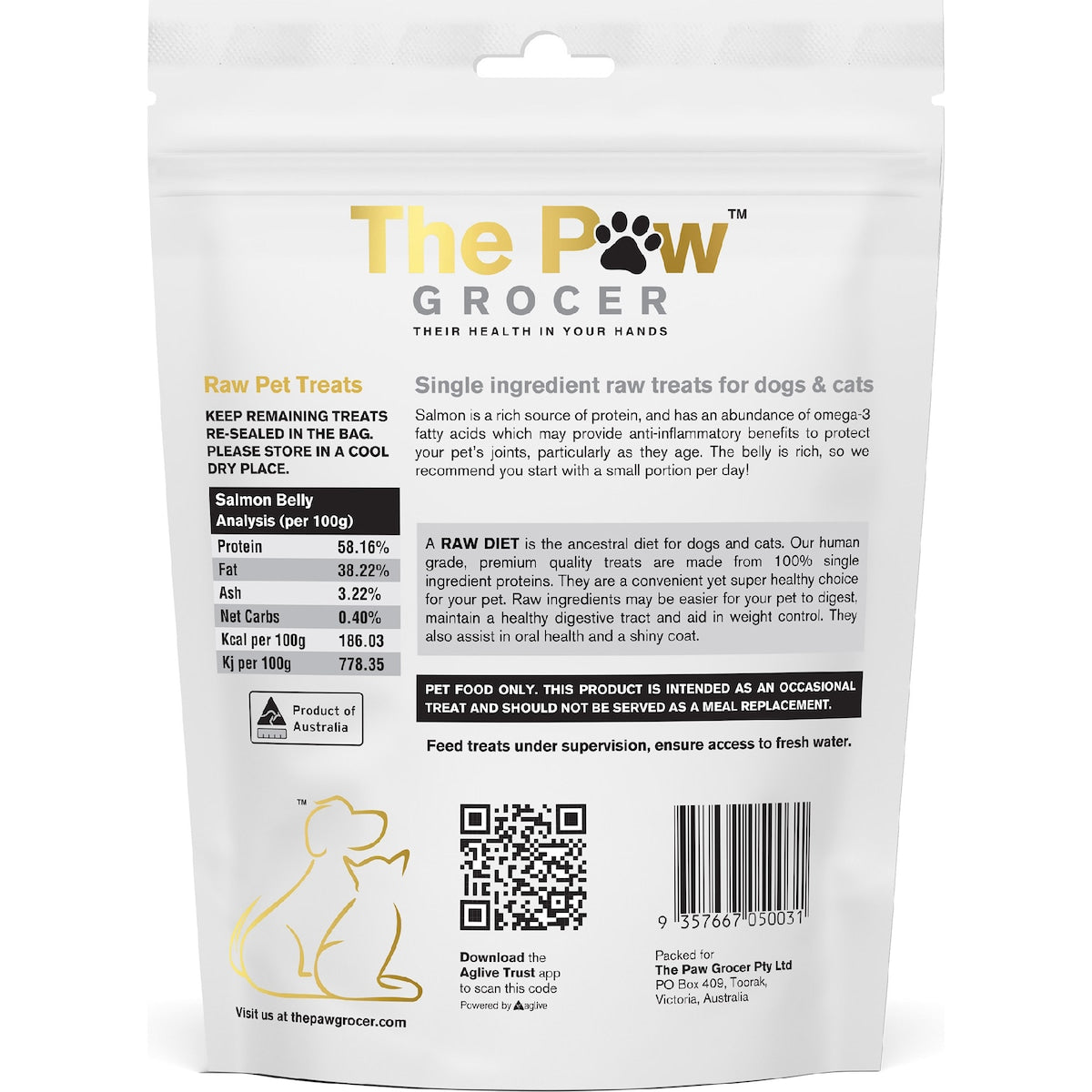 The Paw Grocer Freeze Dried Salmon Belly Dog Treats 90g