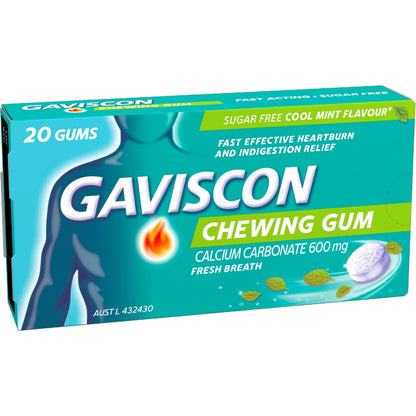 Gaviscon Heartburn & Indigestion Chewing Gum Cool Mint 20 Pack