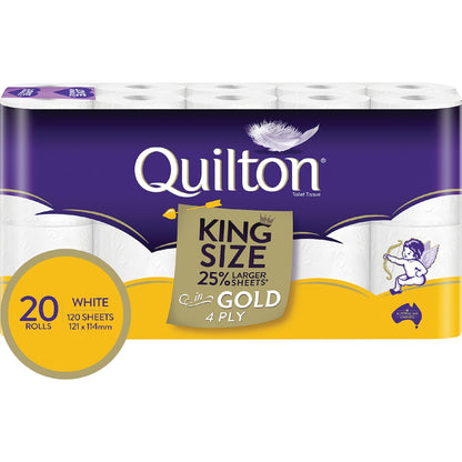 Quilton Gold King Size 4 Ply Toilet Paper 20 Pack