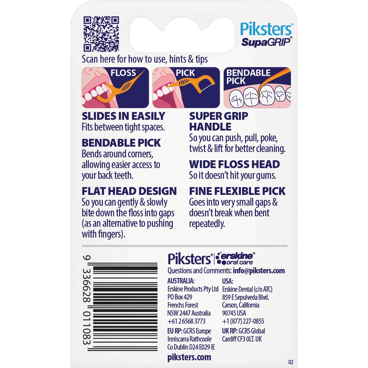 Piksters Supagrip Fine Floss Picks 40 Pack