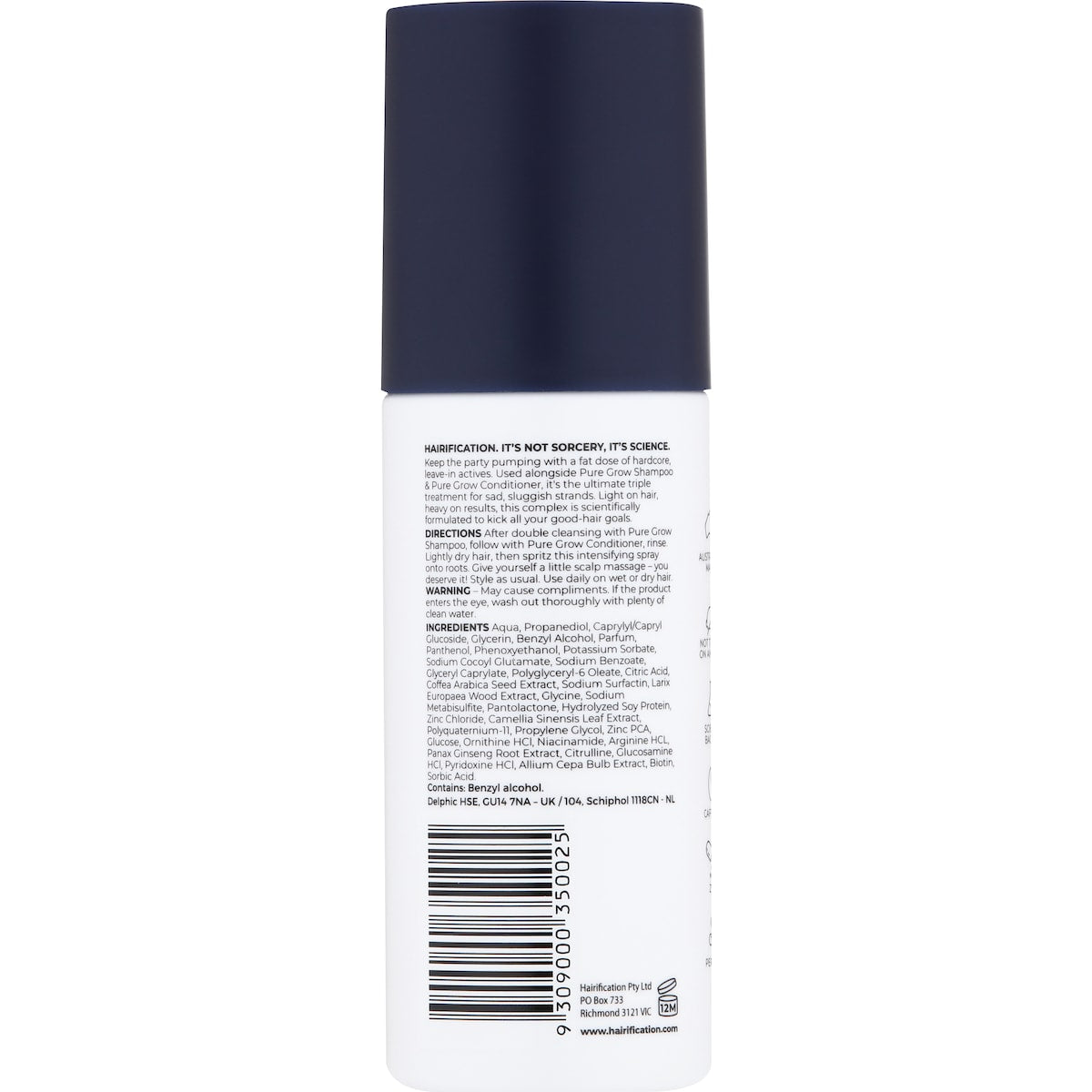 Hairification Pure Grow Leave In Growth Intensifying Spray 150ml