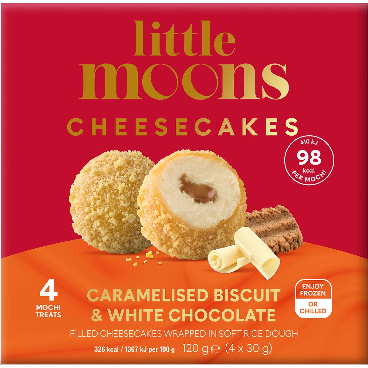 Little Moons Cheesecake Caramelised Biscuit & White Chocolate 4 Pack