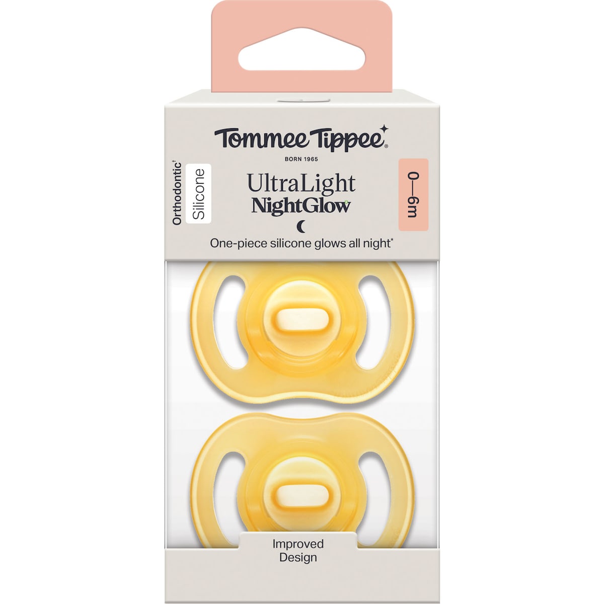 Tommee Tippee Ultra Light Silicone Soother Night 0-6m Assorted 2 Pack