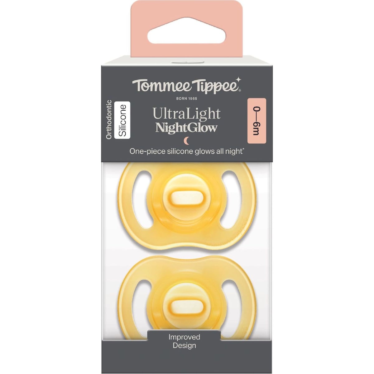 Tommee Tippee Ultra Light Silicone Soother Night 0-6m Assorted 2 Pack