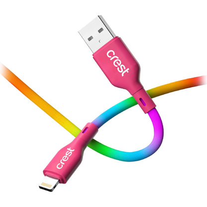 Crest Lightning To Usb A Cable 1m Rainbow Each