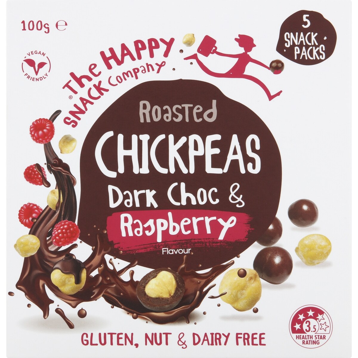 The Happy Snack Company Chickpeas Dark Choc and Raspberry 5 pack