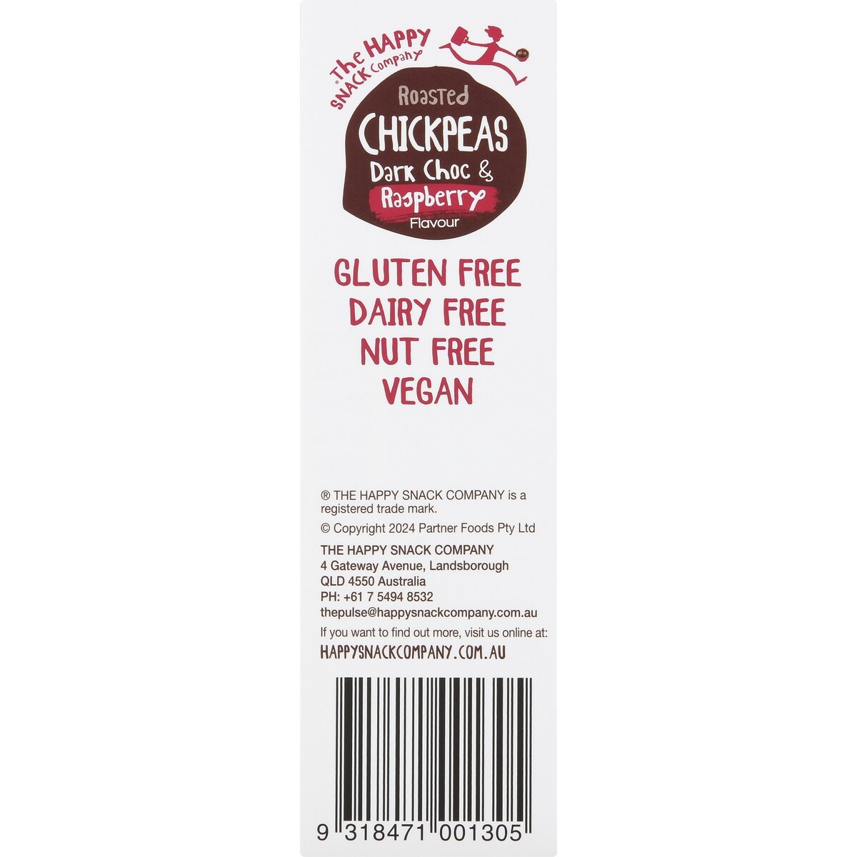 The Happy Snack Company Chickpeas Dark Choc and Raspberry 5 pack