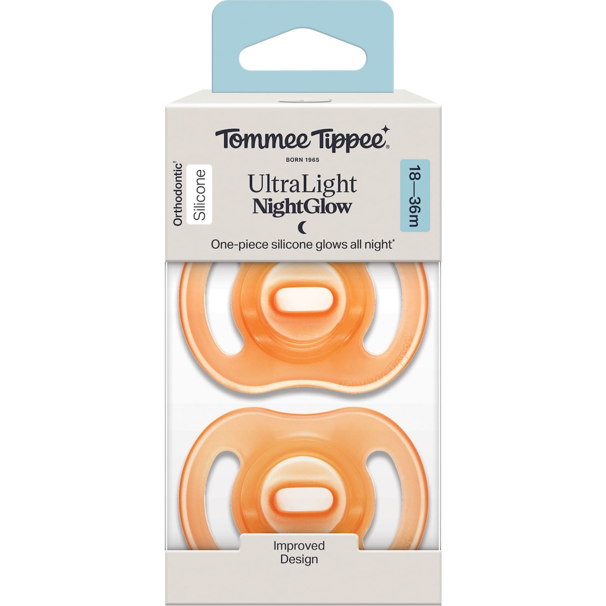 Tommee Tippee Ultra Light Soothers Night Glow 18-36m Assorted 2 Pack
