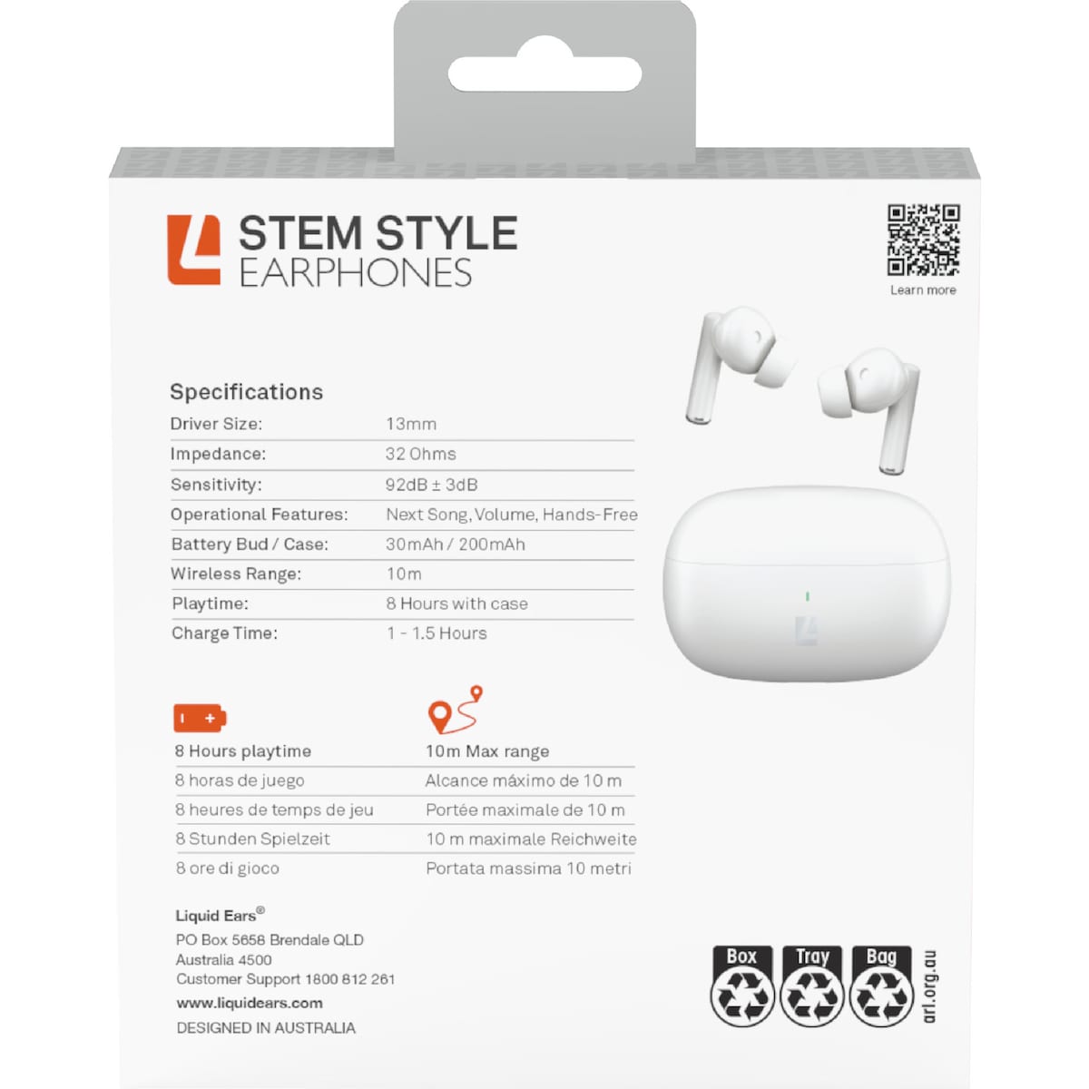 Liquid Ears Pure Freedom Stem Earphones Assorted Each