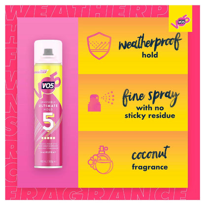 Vo5 Invisible Ultimate Hold Hairspray 400ml