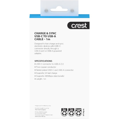 Crest Usb A To Usb C Cable 1m Rainbow Each