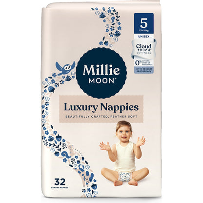Millie Moon Luxury Nappies Size 5 Walker (13-18kg) 32 Pack