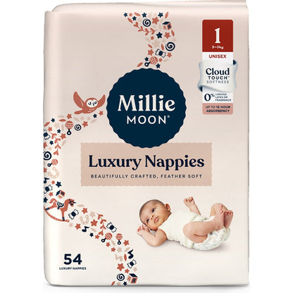 Millie Moon Luxury Nappies Size 1 Newborn (3-5kg) 54 Pack