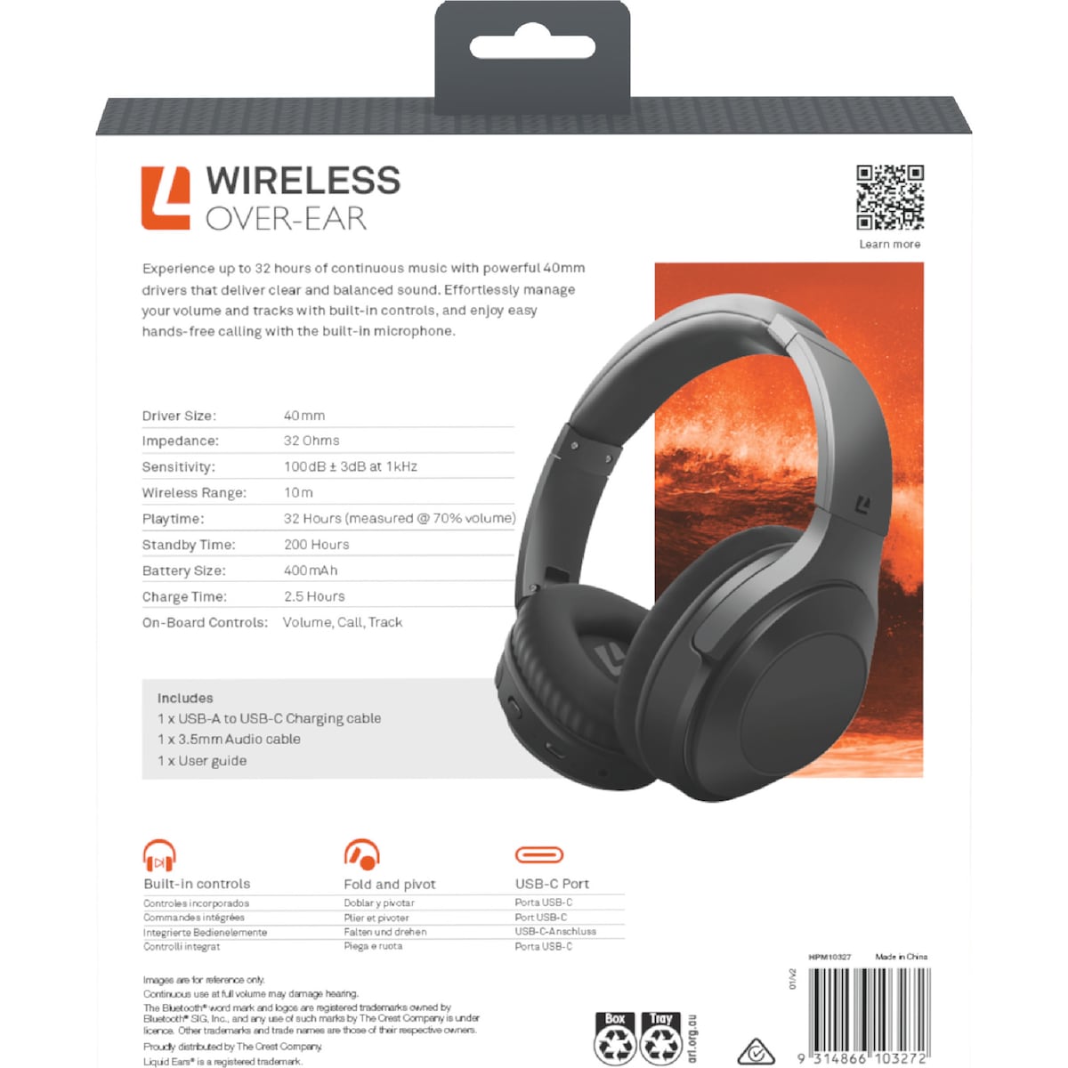 Liquid Ears Roam Free Wireless Over Ear Headphones Assorted Each