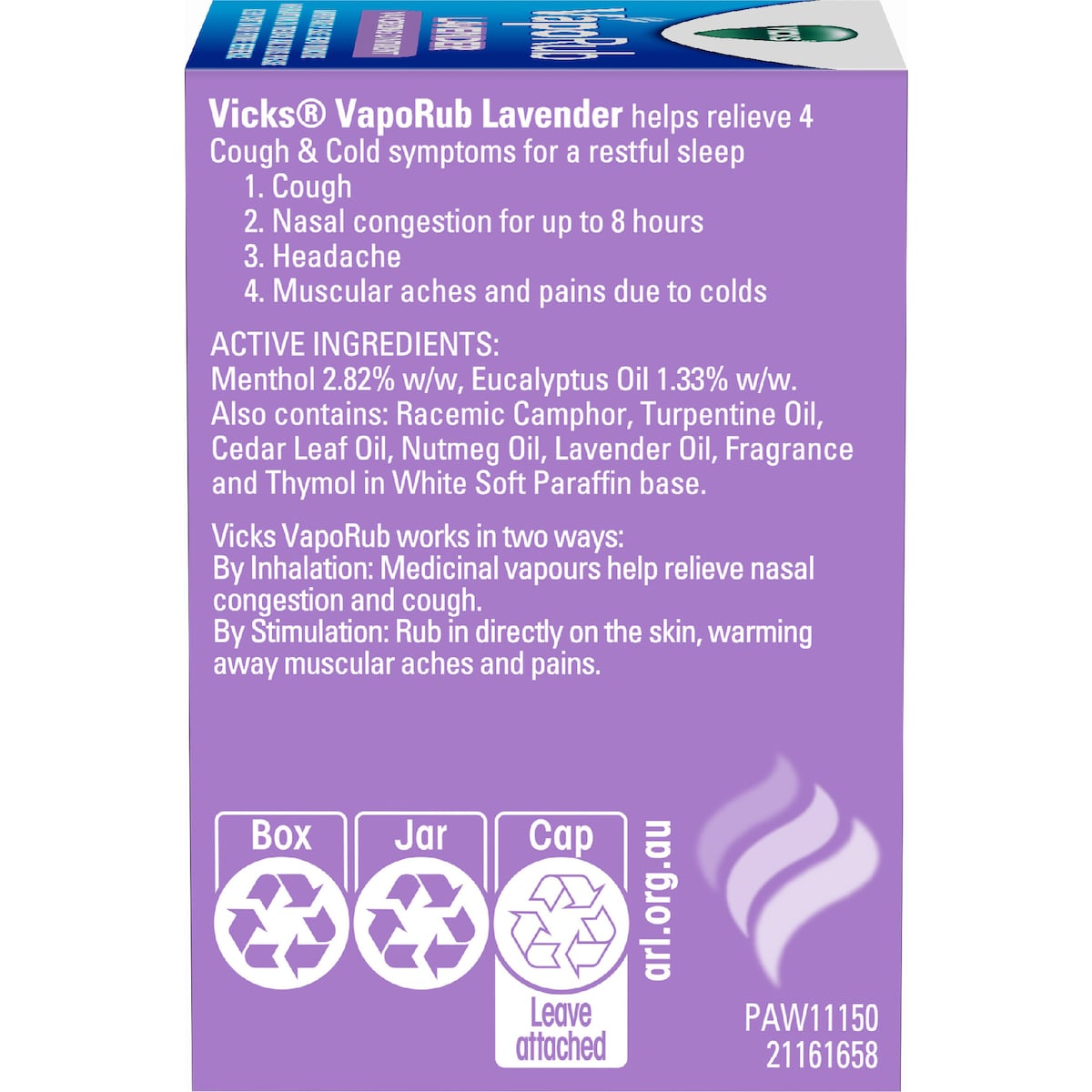 Vicks Vaporub Decongestant Rub Lavendar 50g