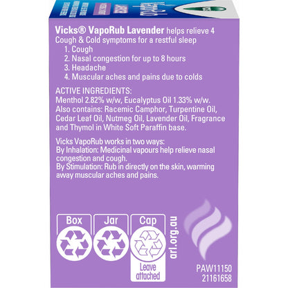 Vicks Vaporub Decongestant Rub Lavendar 50g