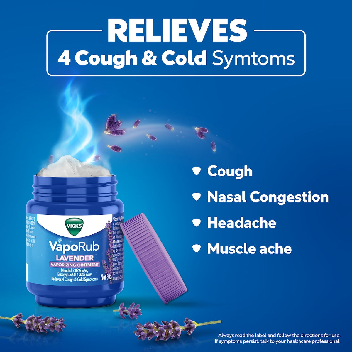 Vicks Vaporub Decongestant Rub Lavendar 50g