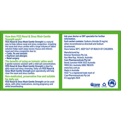Fess Nasal & Sinus Saline Wash Gentle Strength Refill Sachets 50 Pack