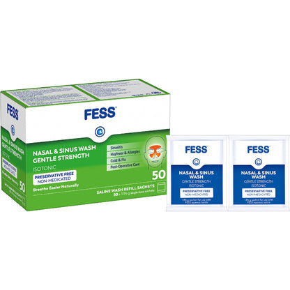 Fess Nasal & Sinus Saline Wash Gentle Strength Refill Sachets 50 Pack