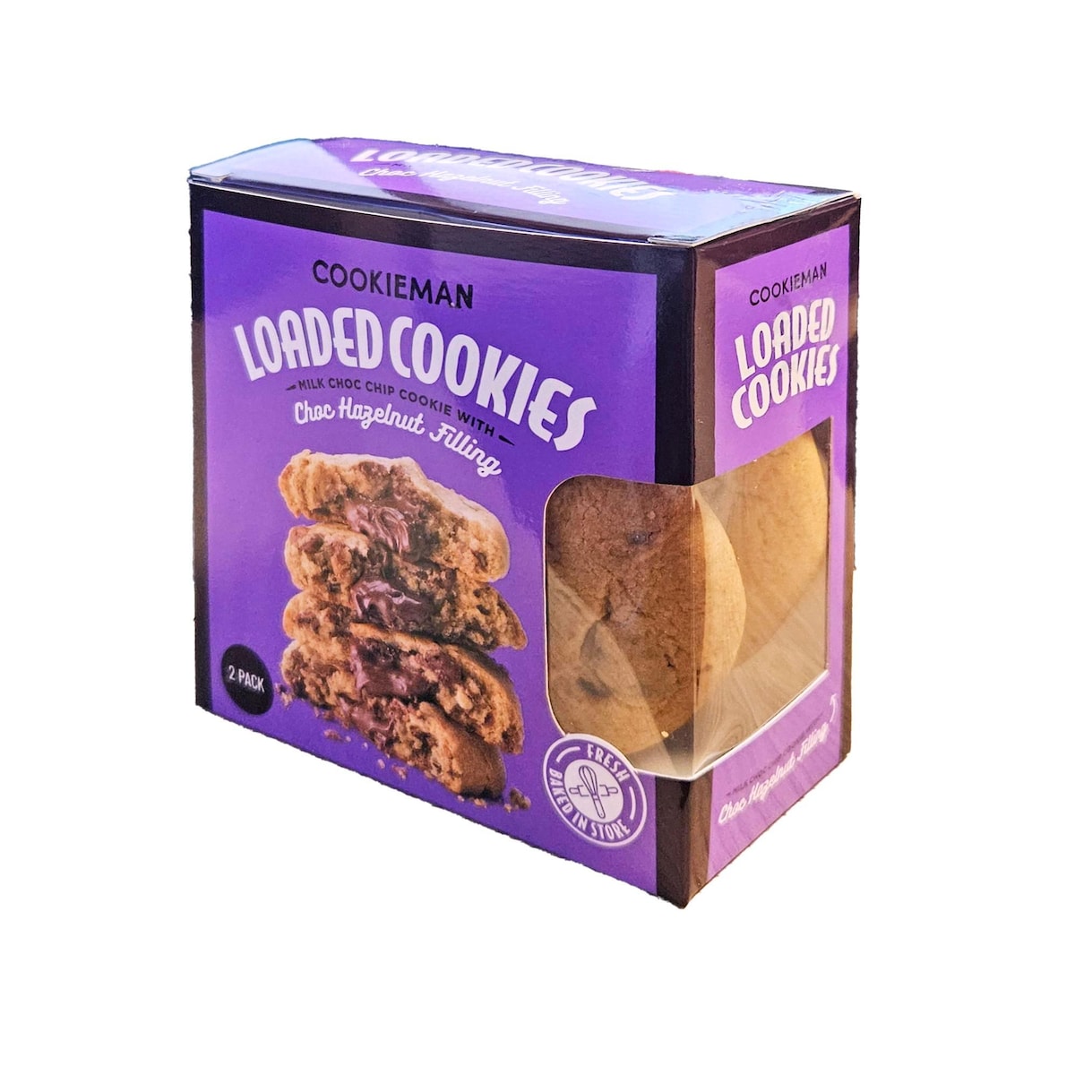 Cookieman Loaded Cookies Choc Hazelnut Filling 2 Pack