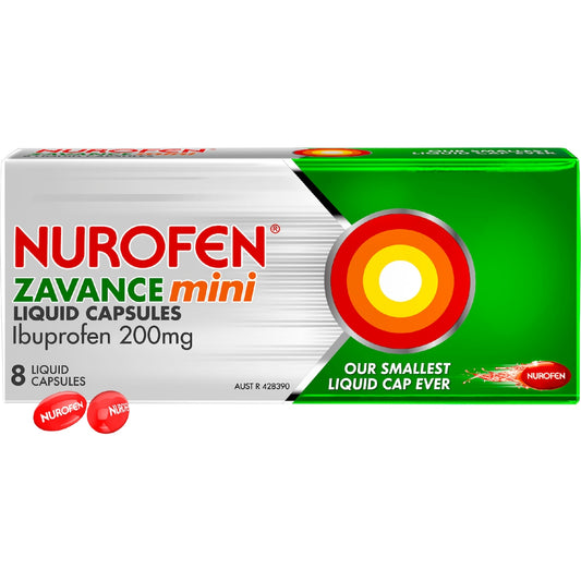 Nurofen Zavance Mini Liquid Capsules Ibuprofen 200mg 8 Pack