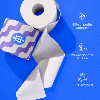 Who Gives A Crap Classic Soft Double Length Recycled 3 Ply Toilet Paper 16 Pack