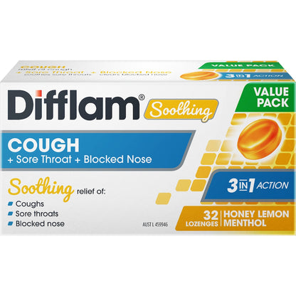 Difflam Soothing Cough Sore Throat & Blocked Nose Lozenges 32 Pack