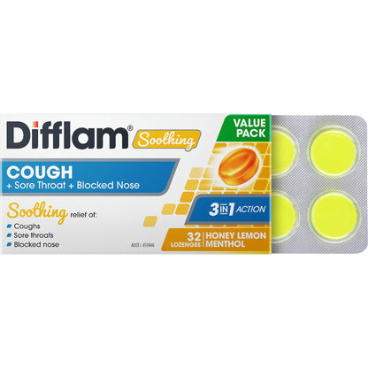 Difflam Soothing Cough Sore Throat & Blocked Nose Lozenges 32 Pack