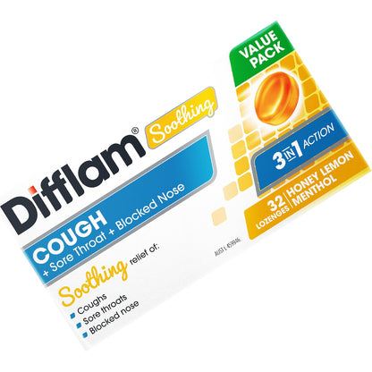 Difflam Soothing Cough Sore Throat & Blocked Nose Lozenges 32 Pack