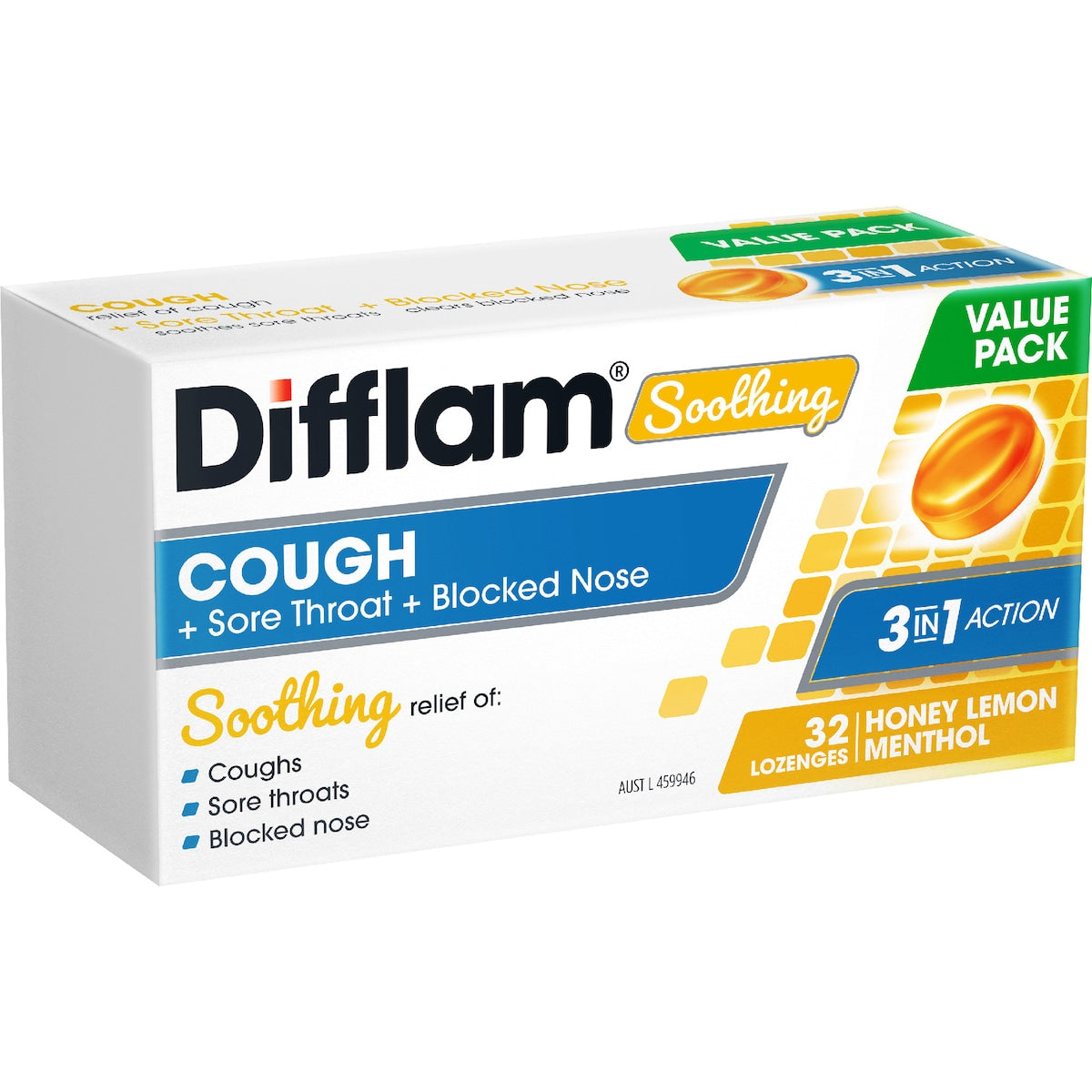 Difflam Soothing Cough Sore Throat & Blocked Nose Lozenges 32 Pack
