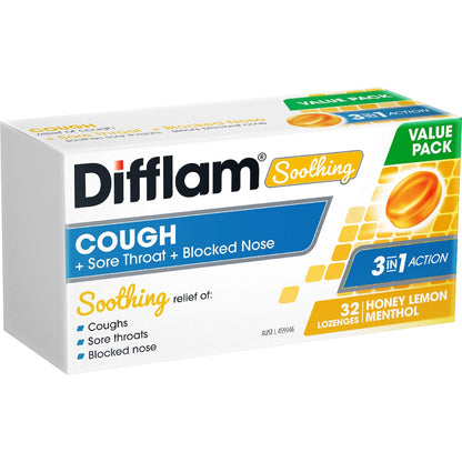 Difflam Soothing Cough Sore Throat & Blocked Nose Lozenges 32 Pack