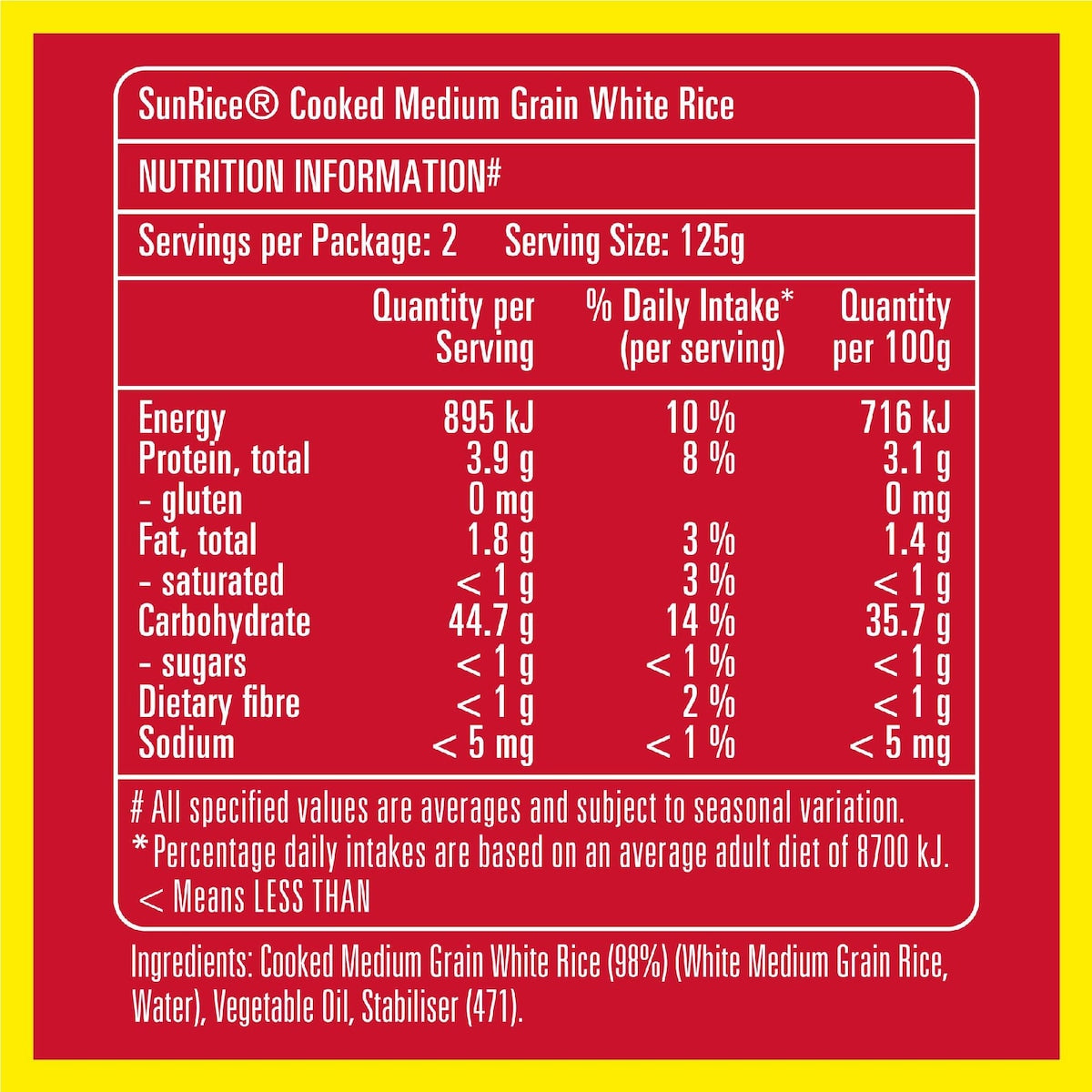 Sunrice Microwave Medium Grain Rice Pouch 250g