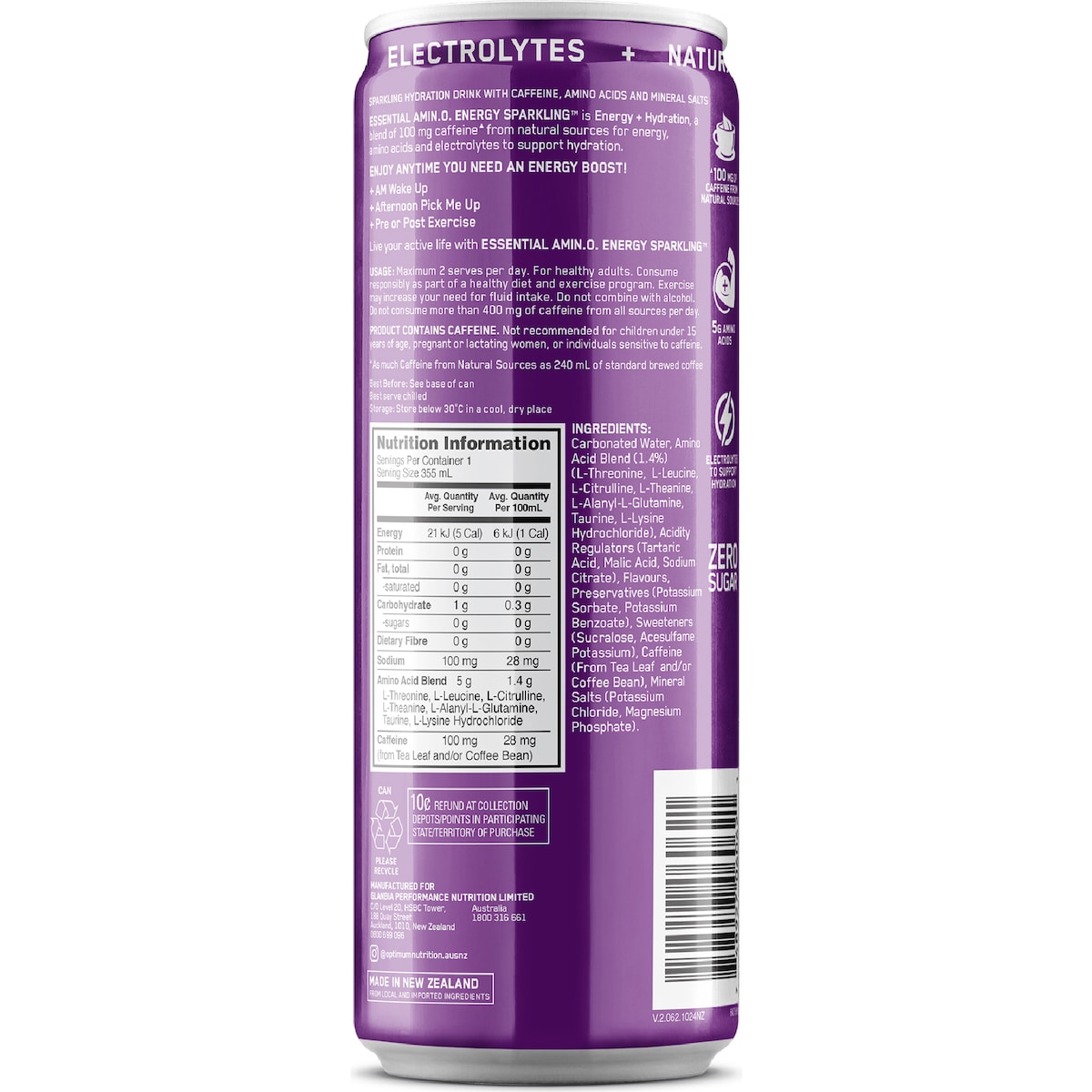 Optimum Nutrition Amino Energy Drink Grape 355ml