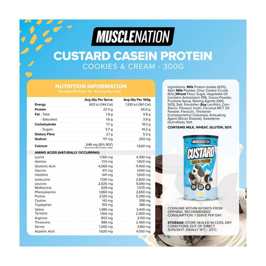Muse Nation Custard Casein Protein Powder Cookies & Cream - 400g