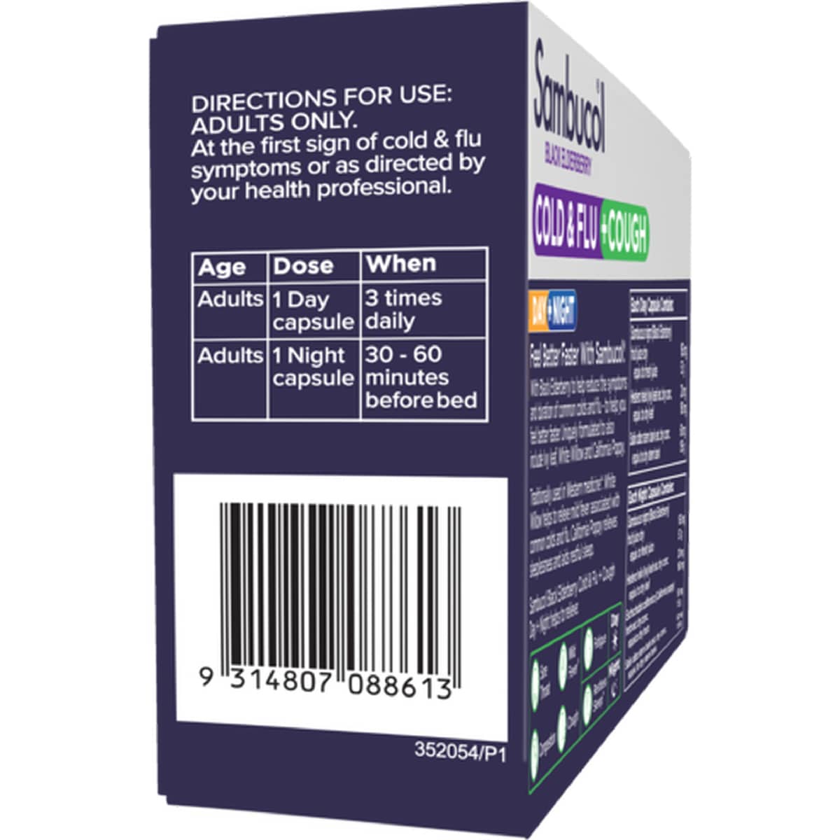 Sambucol Day & Night Cold & Flu & Cough Black Elderberry Capsules 24 Pack