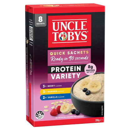 Uncle Tobys Oats Sachets Protein Variety 8 Pack 280g