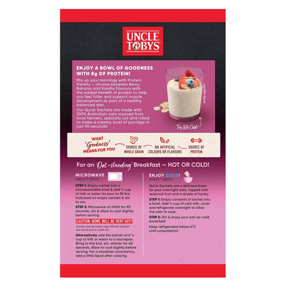 Uncle Tobys Oats Sachets Protein Variety 8 Pack 280g