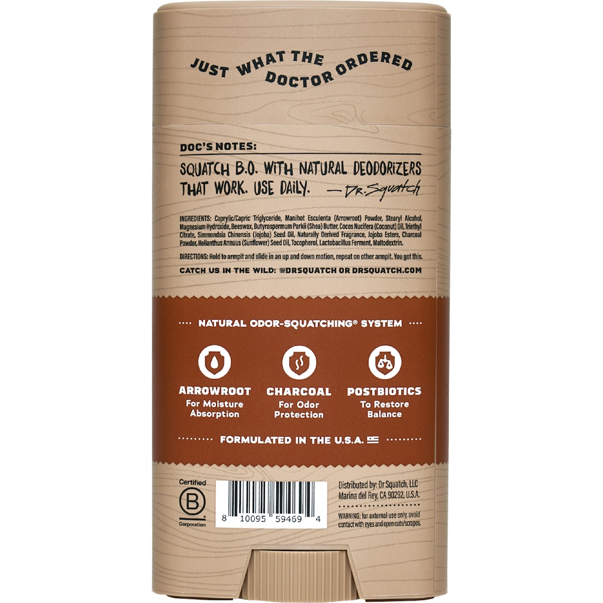 Dr Squatch Mens Natural Deodorant Wood Barrel Bourbon 75g