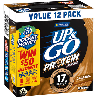 Up&go Protein Energize Liquid Breakfast Caramel 250ml X 12 Pack
