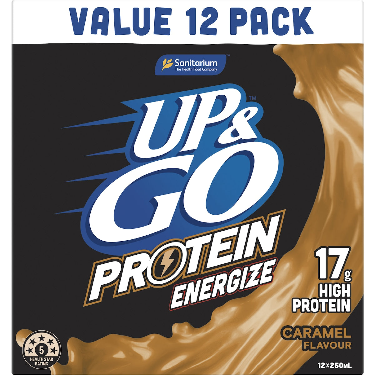 Up&go Protein Energize Liquid Breakfast Caramel 250ml X 12 Pack