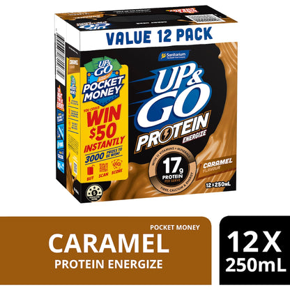 Up&go Protein Energize Liquid Breakfast Caramel 250ml X 12 Pack