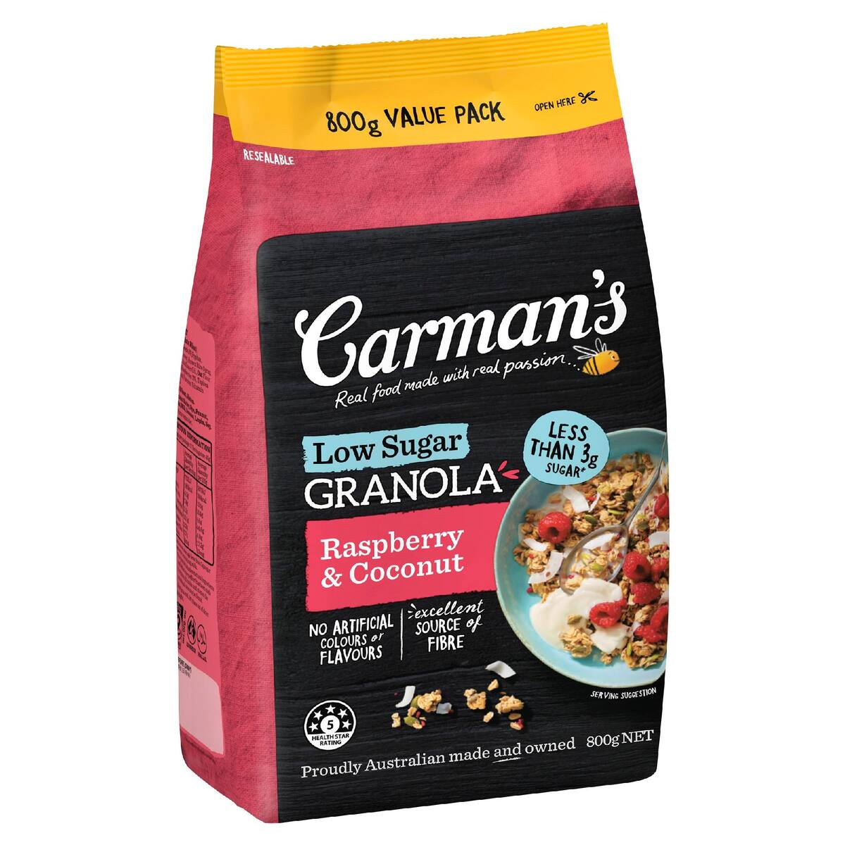 Carman's Low Sugar Granola Raspberry & Coconut 800g