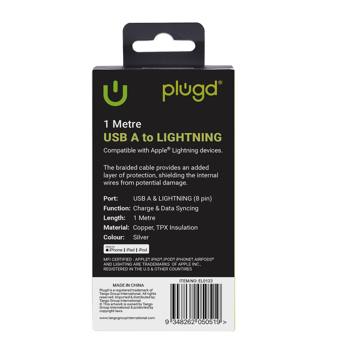 Plugd Usb A To Lightning Cable 1m Each