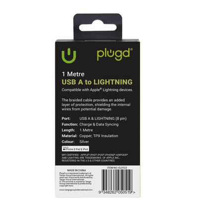 Plugd Usb A To Lightning Cable 1m Each