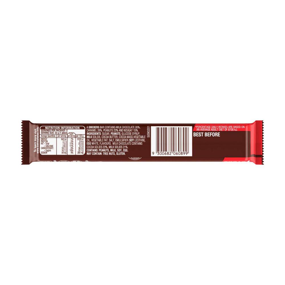 Snickers Milk Chocolate Bar Peanuts Caramel 2 Pieces - 64g