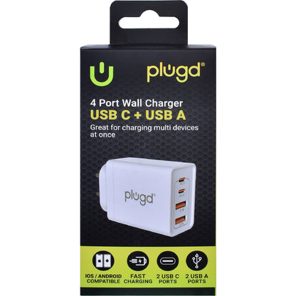 Plugd 4 In 1 Wall Charger Usb A & C Each